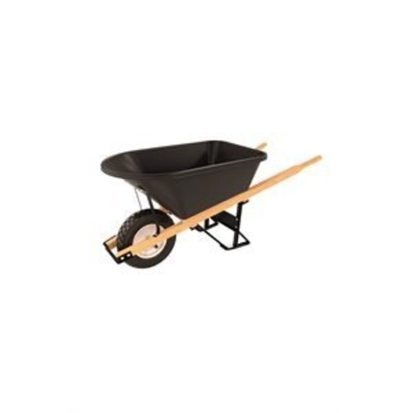 Barrow, Poly 5 3/4 Cubic Feet Tray, Single Flatfree Tire Wood Handle, Bon Tool, Mfr#: 28-704